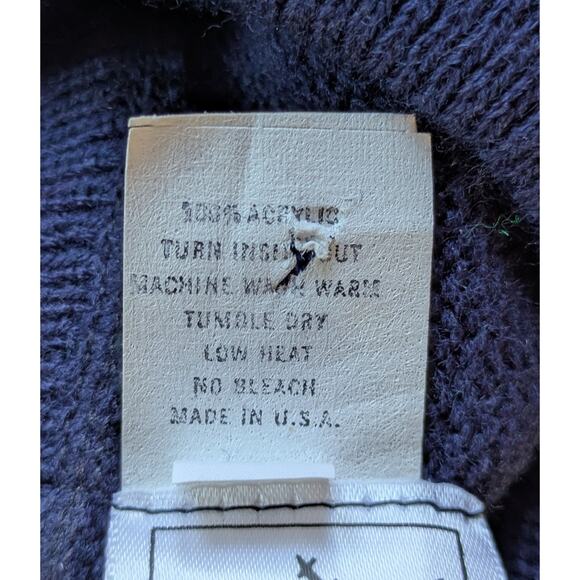 VTG Whats Next Sweater Large Navy Green Shamrock Fair Isle 80s St Patricks Irish - Picture 8 of 9